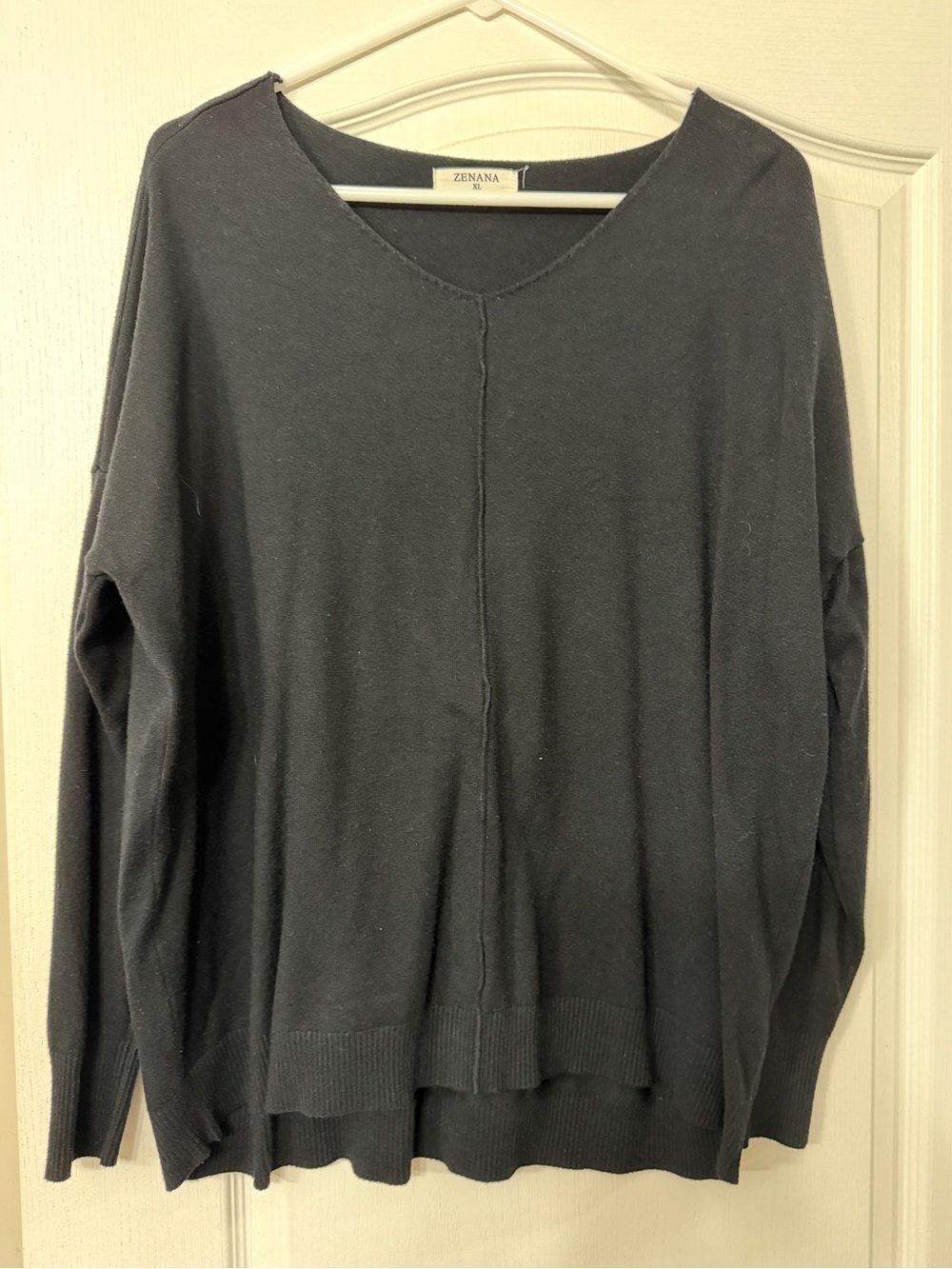 Zenana Outfitters Black V-Neck Lightweight Knit Sweater